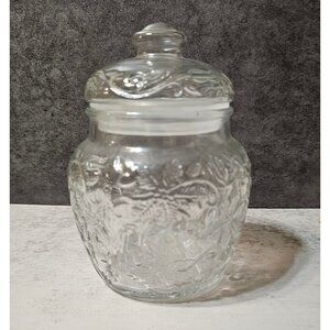 Vintage Fantasia Princess House Pressed Glass Mini Canister 6 Inches